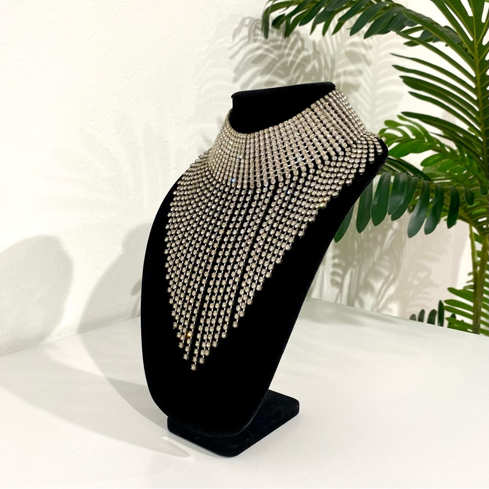 Vintage Rhinestone Waterfall Necklace - Picture 6 of 12